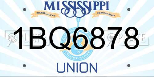 1BQ6878 Mississippi License Plate