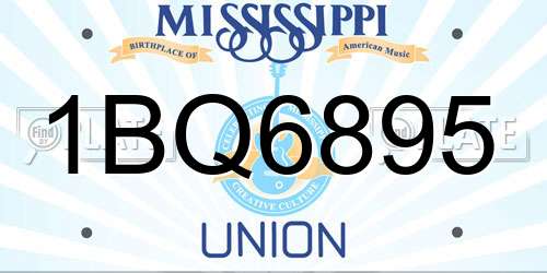 1BQ6895 Mississippi License Plate