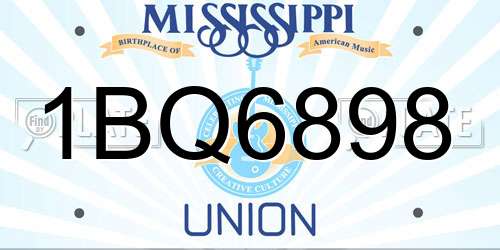 1BQ6898 Mississippi License Plate