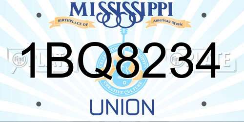 1BQ8234 Mississippi License Plate
