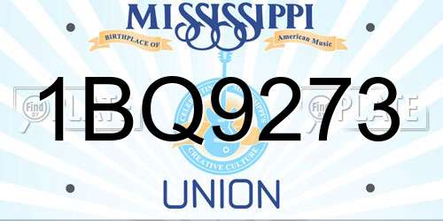 1BQ9273 Mississippi License Plate
