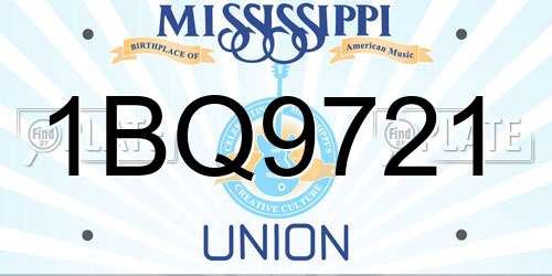 1BQ9721 Mississippi License Plate