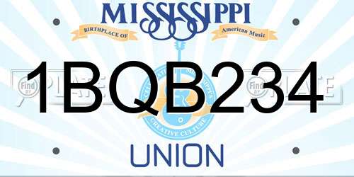 1BQB234 Mississippi License Plate