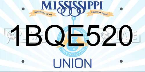 1BQE520 Mississippi License Plate