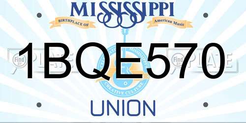 1BQE570 Mississippi License Plate