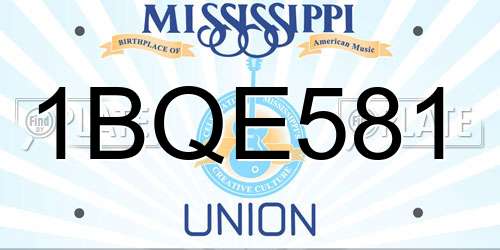 1BQE581 Mississippi License Plate