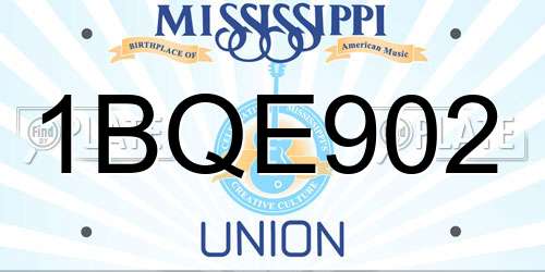 1BQE902 Mississippi License Plate