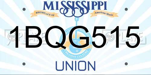 1BQG515 Mississippi License Plate