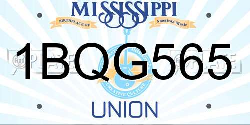1BQG565 Mississippi License Plate