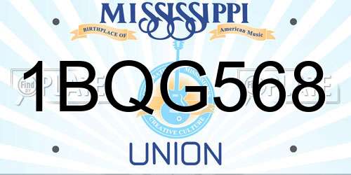 1BQG568 Mississippi License Plate