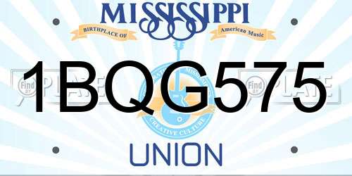 1BQG575 Mississippi License Plate