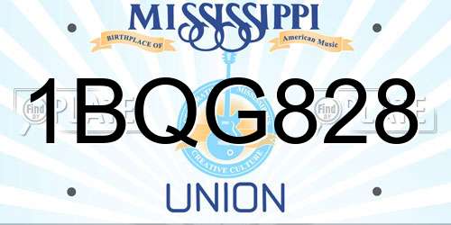 1BQG828 Mississippi License Plate