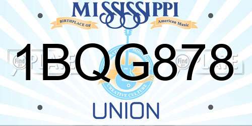 1BQG878 Mississippi License Plate