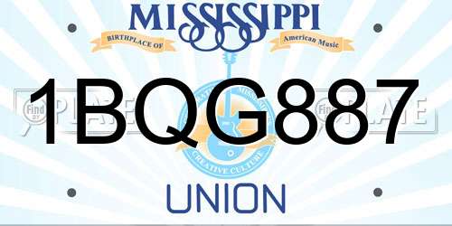 1BQG887 Mississippi License Plate