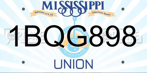1BQG898 Mississippi License Plate