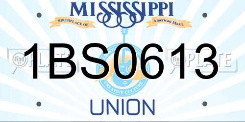 1BS0613 Mississippi License Plate