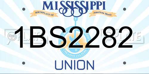 1BS2282 Mississippi License Plate