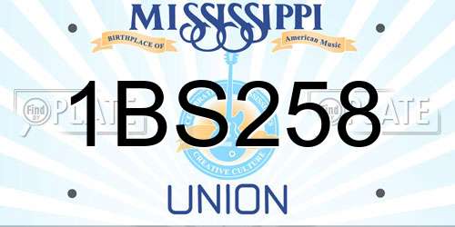 1BS258 Mississippi License Plate