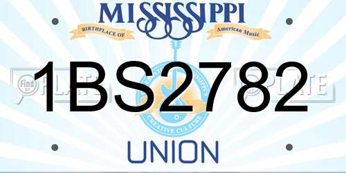 1BS2782 Mississippi License Plate