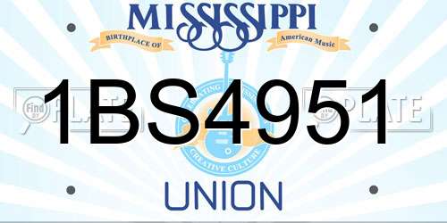1BS4951 Mississippi License Plate