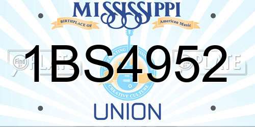 1BS4952 Mississippi License Plate