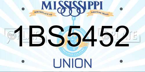 1BS5452 Mississippi License Plate