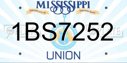 1BS7252 Mississippi License Plate