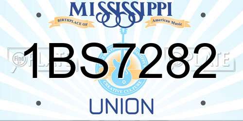 1BS7282 Mississippi License Plate