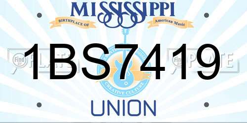 1BS7419 Mississippi License Plate