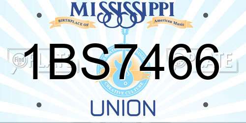 1BS7466 Mississippi License Plate