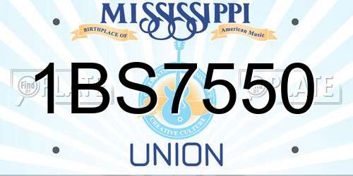 1BS7550 Mississippi License Plate