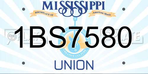 1BS7580 Mississippi License Plate