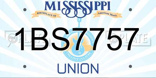 1BS7757 Mississippi License Plate