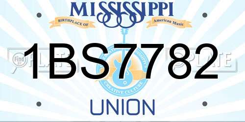 1BS7782 Mississippi License Plate