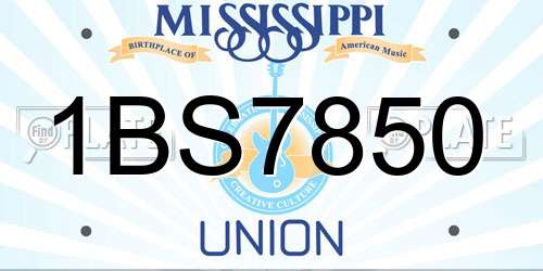 1BS7850 Mississippi License Plate