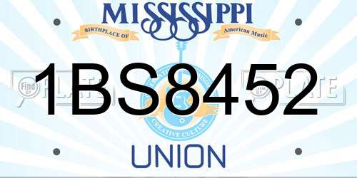 1BS8452 Mississippi License Plate