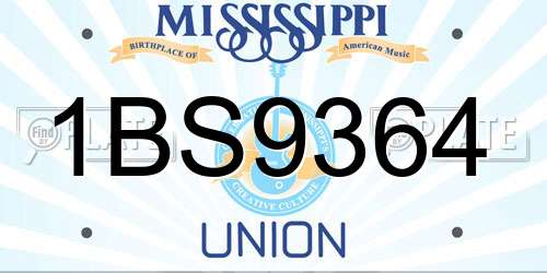 1BS9364 Mississippi License Plate