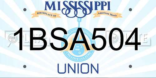 1BSA504 Mississippi License Plate