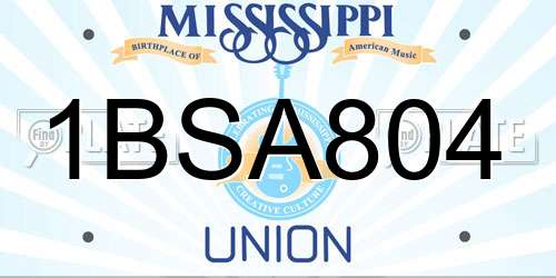 1BSA804 Mississippi License Plate