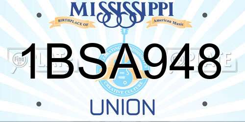 1BSA948 Mississippi License Plate