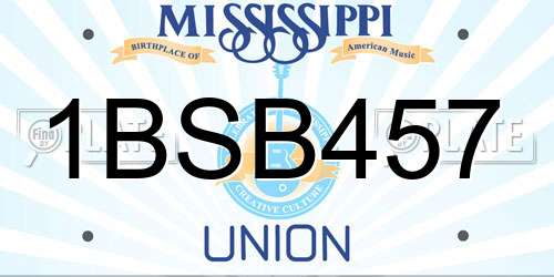 1BSB457 Mississippi License Plate