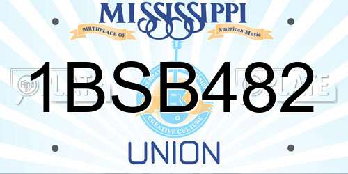 1BSB482 Mississippi License Plate