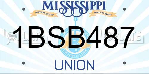 1BSB487 Mississippi License Plate