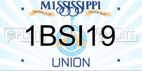 1BSI19 Mississippi License Plate