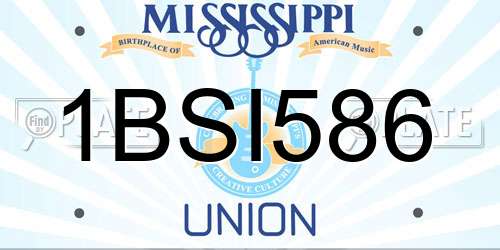 1BSI586 Mississippi License Plate