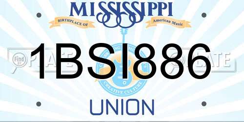 1BSI886 Mississippi License Plate