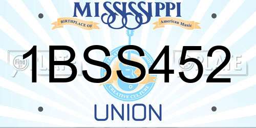 1BSS452 Mississippi License Plate