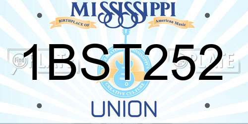 1BST252 Mississippi License Plate
