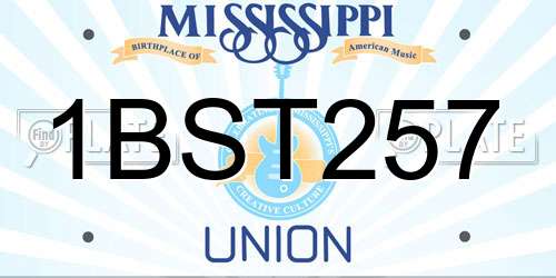 1BST257 Mississippi License Plate