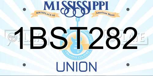 1BST282 Mississippi License Plate